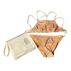 NEW‎ Morgan Lane Bikini Striped Reptile Top and Bottom Swimwear Small Smooth